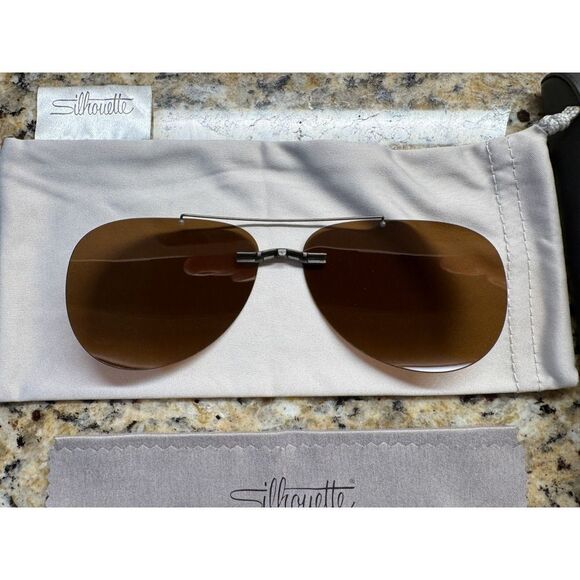 SILHOUETTE brown clip on lenses polarized Aviator titanium - Picture 3 of 8